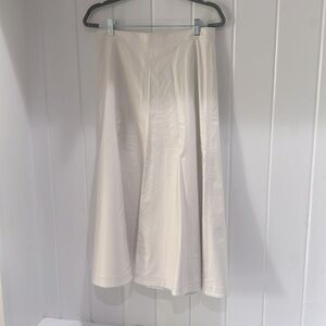 Ann Taylor cream leather midi skirt